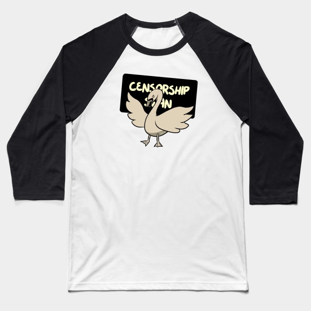 Censorship Swan Baseball T-Shirt by AfterDeathComics